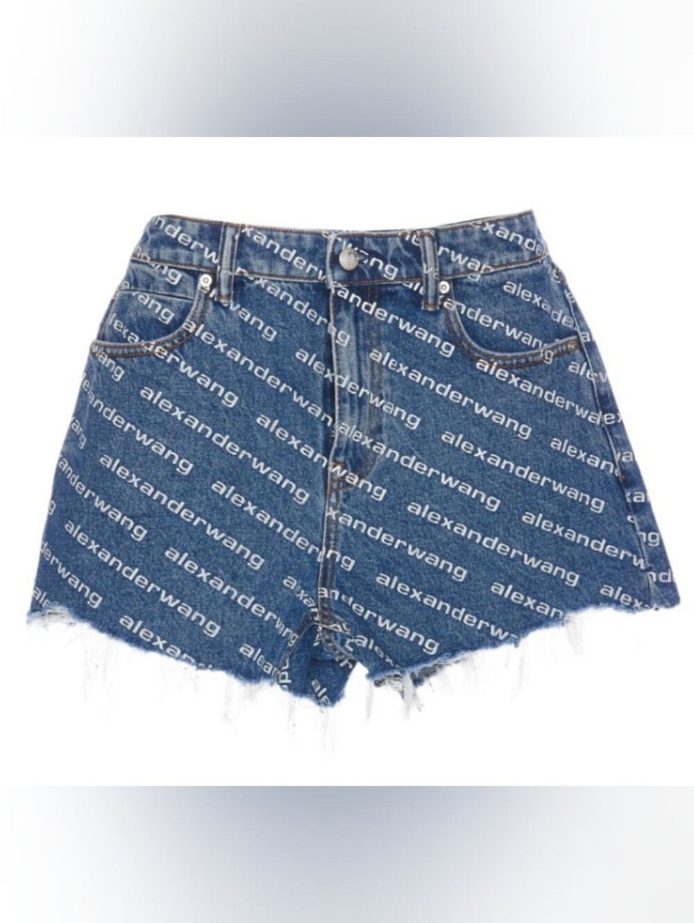 Alexander Wang Logo Monogrammed Denim Shorts Sz 29 NWT